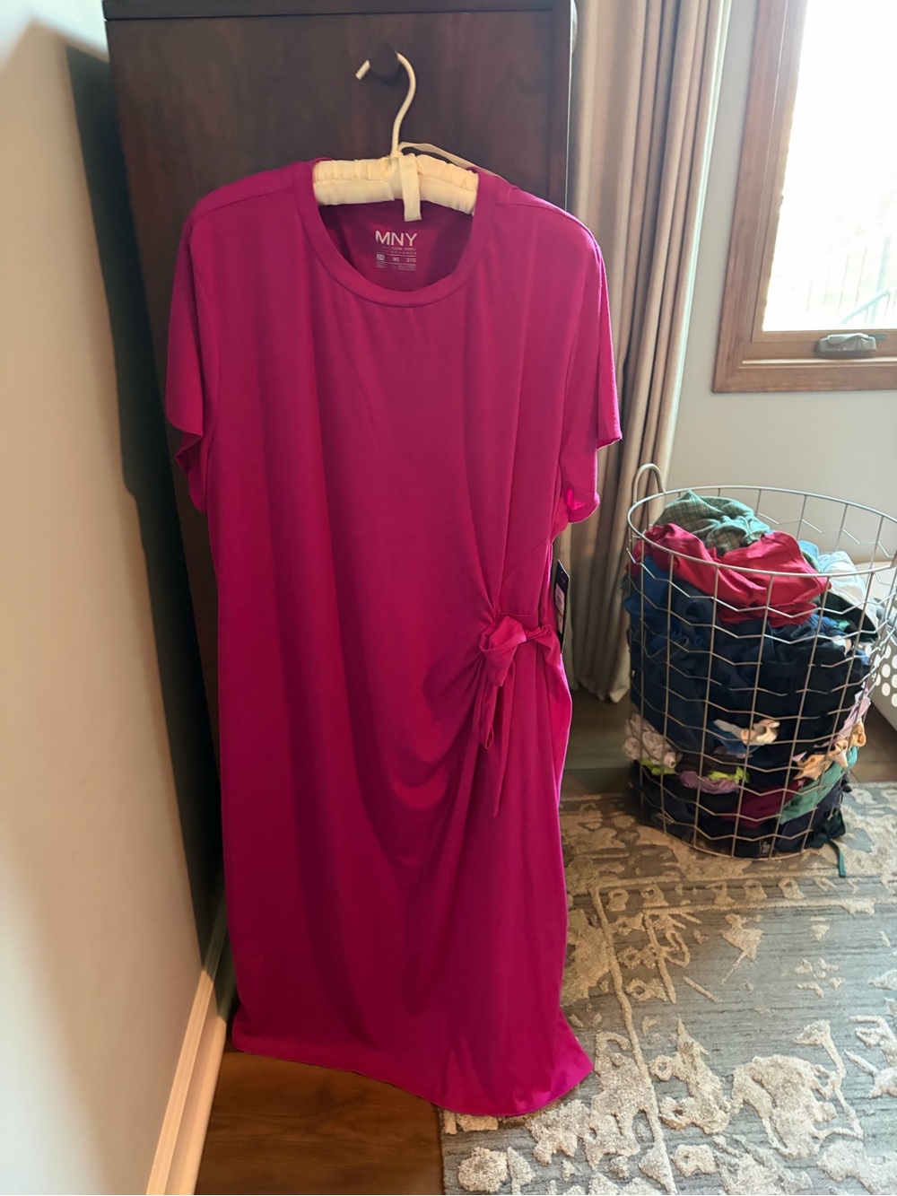 MNY (Marc New York) Fuchsia Side-Tie Jersey Dress - Picture 2 of 3